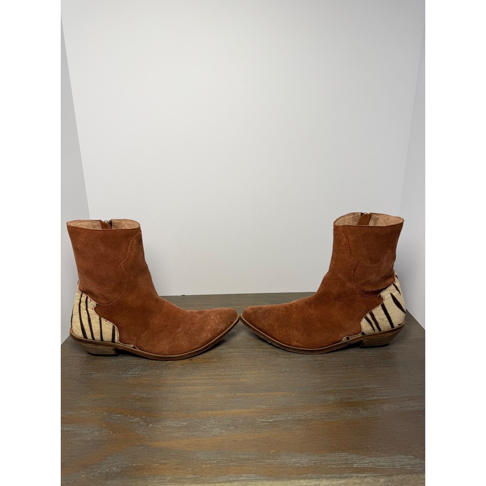 Free People Last Outlaw Calf Hair Ankle Boots Zebra Western 37 / US 6.5 Boho - Picture 2 of 11
